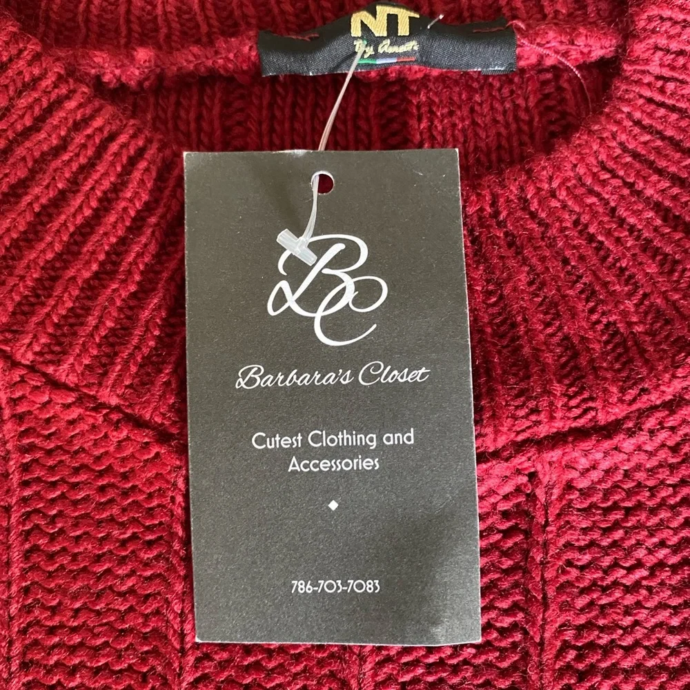 Barbara’s Closet Red Graphic Knit Sweater – Made in Italy